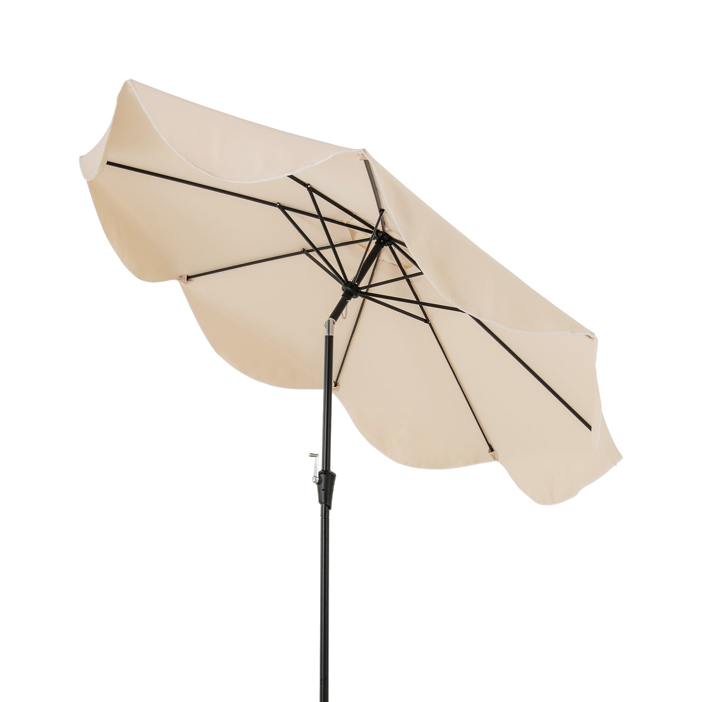 9 FT Patio Umbrella with Crank Handle and Push Button Tilt, Beige Outdoor Umbrellas Beige at Gallery Canada