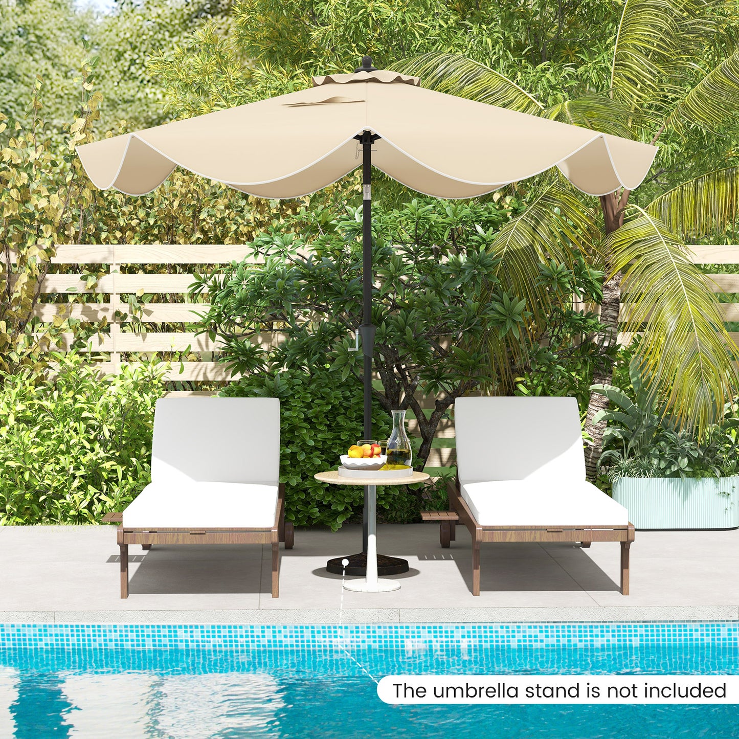 9 FT Patio Umbrella with Crank Handle and Push Button Tilt, Beige Outdoor Umbrellas at Gallery Canada