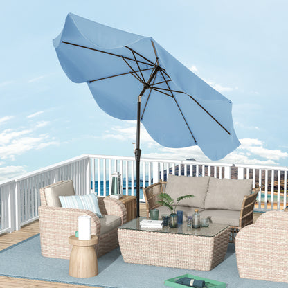 9 FT Patio Umbrella, Crank Handle, Push Button Tilt, Navy Outdoor Umbrellas at Gallery Canada