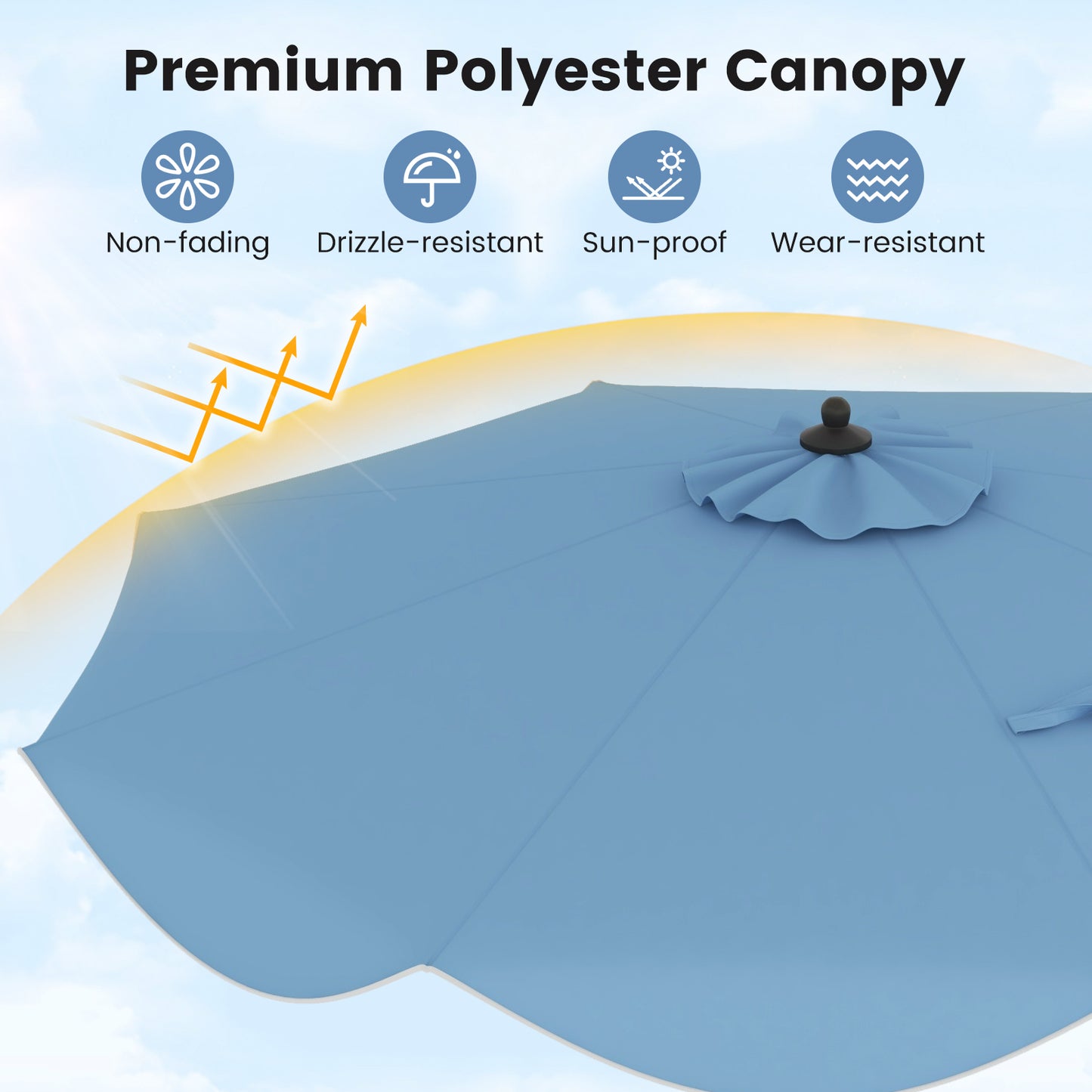 9 FT Patio Umbrella, Crank Handle, Push Button Tilt, Navy Outdoor Umbrellas at Gallery Canada