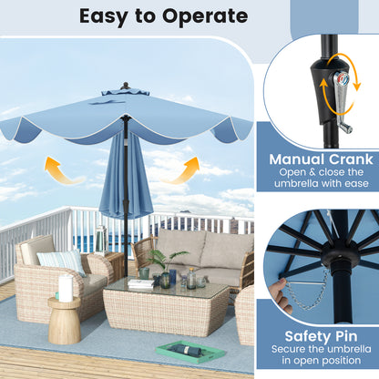 9 FT Patio Umbrella, Crank Handle, Push Button Tilt, Navy Outdoor Umbrellas at Gallery Canada
