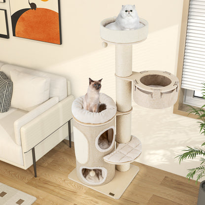 61 Inches Cat Tree for Indoor Cats with 2-stoery Condo and Top Perch, Natural Cat Trees Condos & Scratchers at Gallery Canada