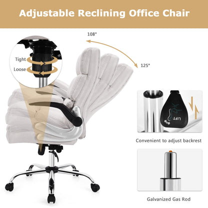 Adjustable Swivel Office Chair with High Back and Flip-up Arm for Home and Office, Beige Leisure Chairs at Gallery Canada