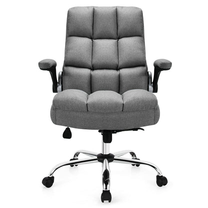 Adjustable Swivel Office Chair with High Back and Flip-up Arm for Home and Office, Gray Leisure Chairs at Gallery Canada