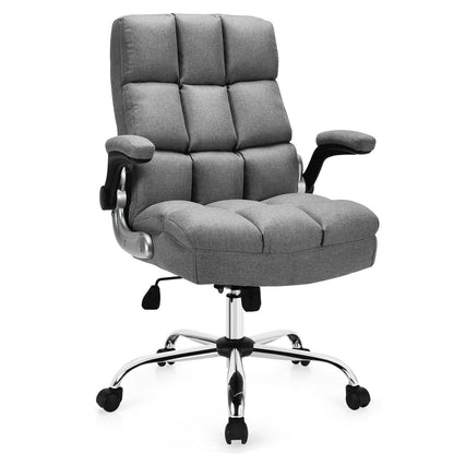 Adjustable Swivel Office Chair with High Back and Flip-up Arm for Home and Office, Gray Leisure Chairs at Gallery Canada