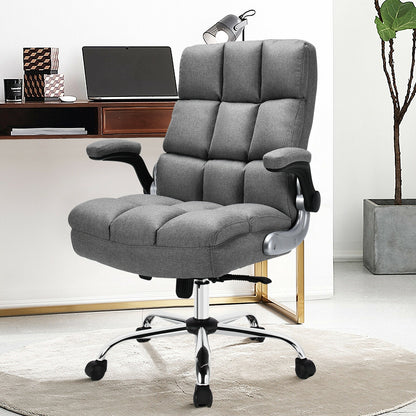 Adjustable Swivel Office Chair with High Back and Flip-up Arm for Home and Office, Gray Leisure Chairs at Gallery Canada