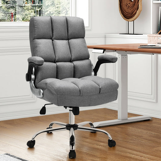 Adjustable Swivel Office Chair with High Back and Flip-up Arm for Home and Office, Gray Leisure Chairs Gray at Gallery Canada