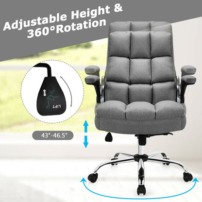 Adjustable Swivel Office Chair with High Back and Flip-up Arm for Home and Office, Gray Leisure Chairs at Gallery Canada
