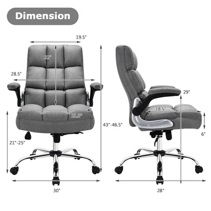 Adjustable Swivel Office Chair with High Back and Flip-up Arm for Home and Office, Gray Leisure Chairs at Gallery Canada