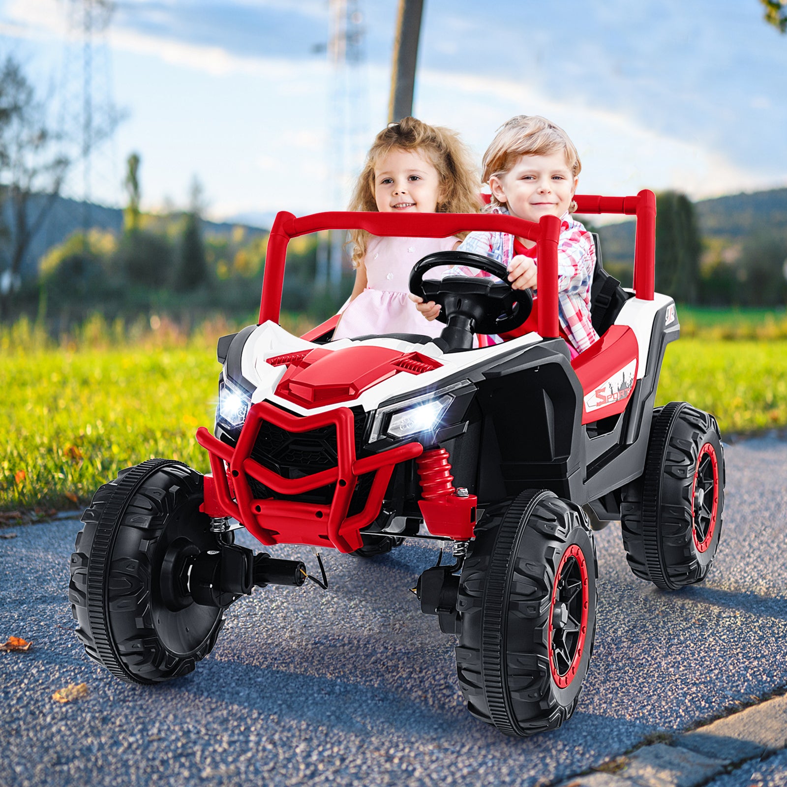 2-Seater Kids Ride on UTV with 2.4G Remote Control for over 3 Years Old Children, Red Powered Ride On Toys at Gallery Canada