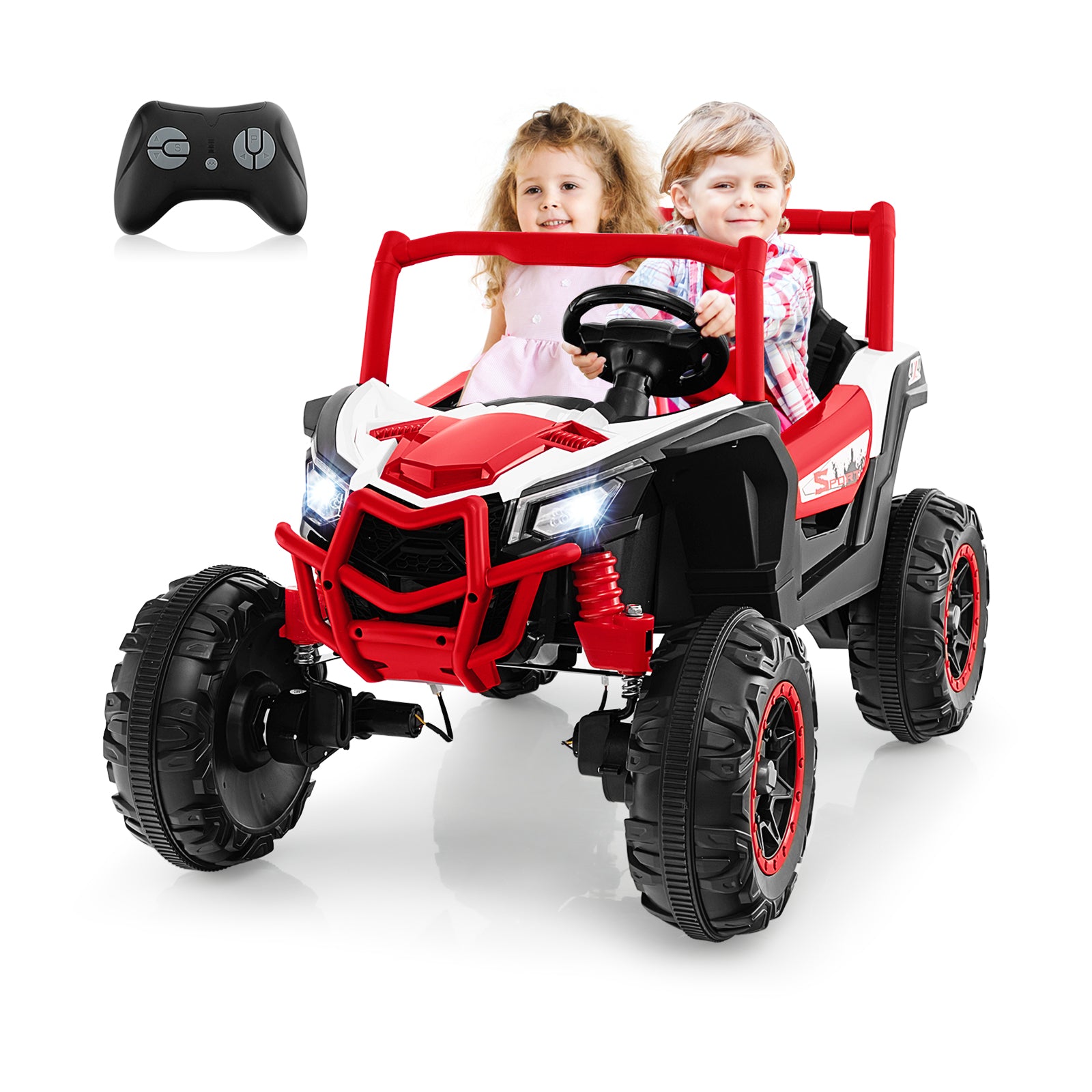 2-Seater Kids Ride on UTV with 2.4G Remote Control for over 3 Years Old Children, Red Powered Ride On Toys at Gallery Canada