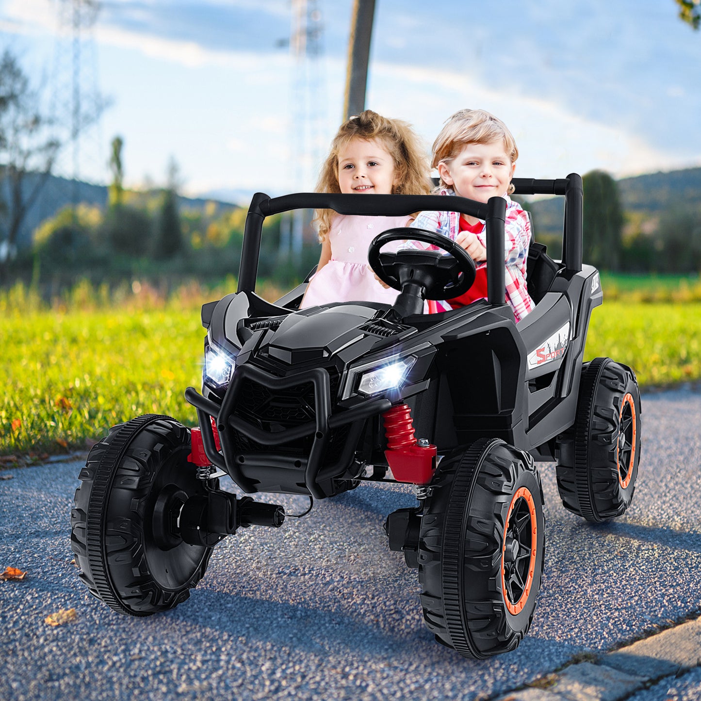 2-Seater Kids Ride on UTV with 2.4G Remote Control for over 3 Years Old Children, Black Powered Ride On Toys at Gallery Canada