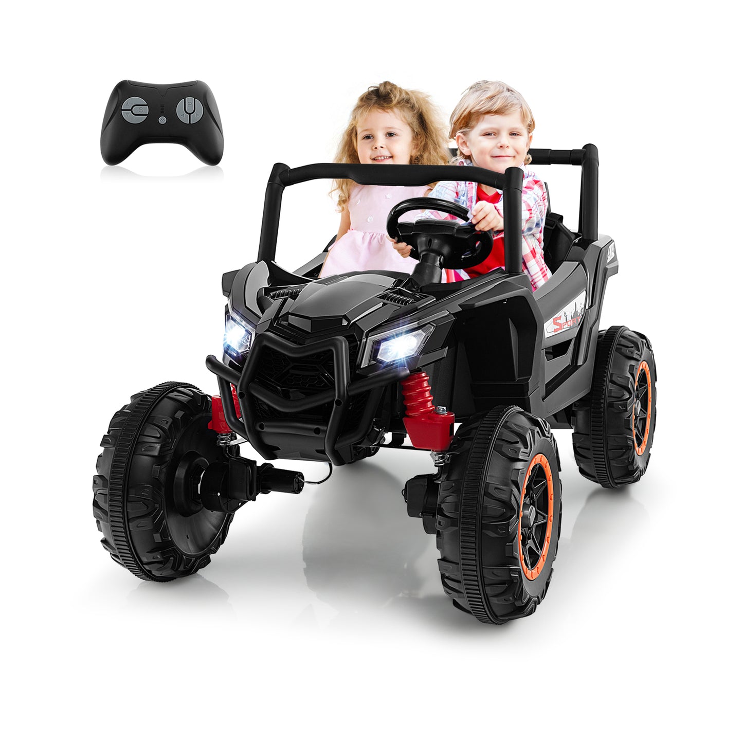 2-Seater Kids Ride on UTV with 2.4G Remote Control for over 3 Years Old Children, Black Powered Ride On Toys at Gallery Canada