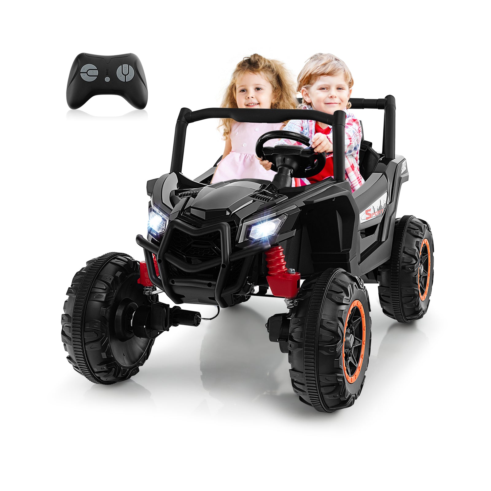 2-Seater Kids Ride on UTV with 2.4G Remote Control for over 3 Years Old Children, Black Powered Ride On Toys at Gallery Canada