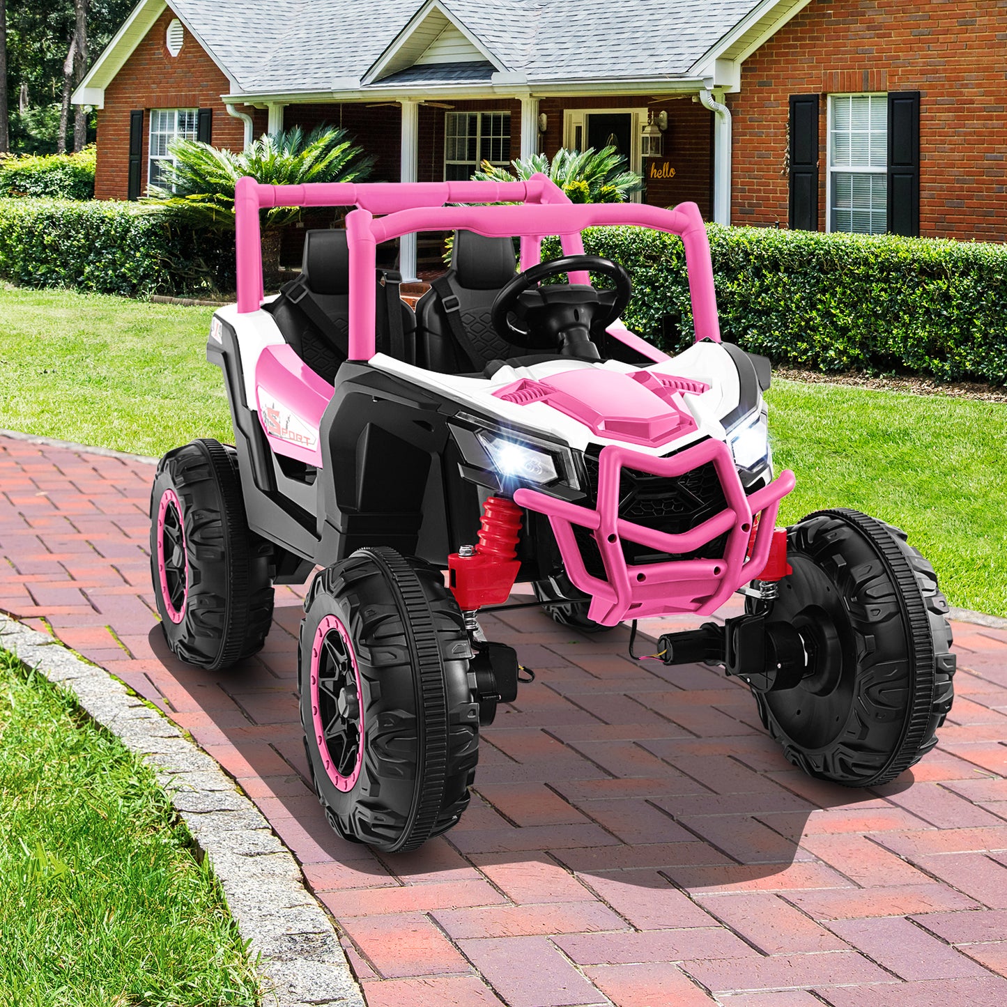 2-Seater Kids Ride on UTV with 2.4G Remote Control for over 3 Years Old Children, Pink Powered Ride On Toys at Gallery Canada