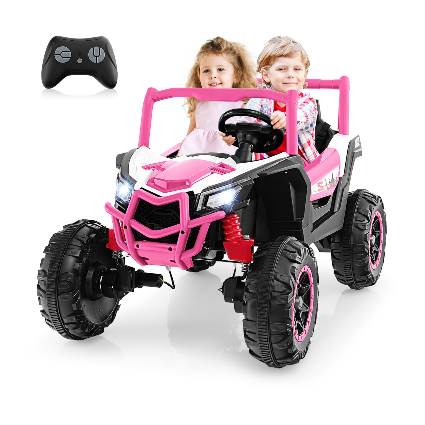 2-Seater Kids Ride on UTV with 2.4G Remote Control for over 3 Years Old Children, Pink Powered Ride On Toys at Gallery Canada