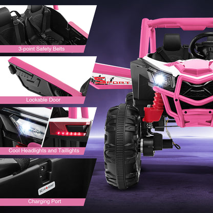 2-Seater Kids Ride on UTV with 2.4G Remote Control for over 3 Years Old Children, Pink Powered Ride On Toys at Gallery Canada