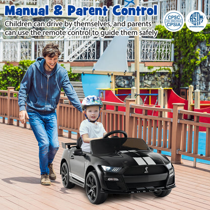 12V Licensed Ford Mustang Shelby GT500 Kids Ride on Car with Remote Control for Kids Aged 3-8, Black Powered Ride On Toys at Gallery Canada