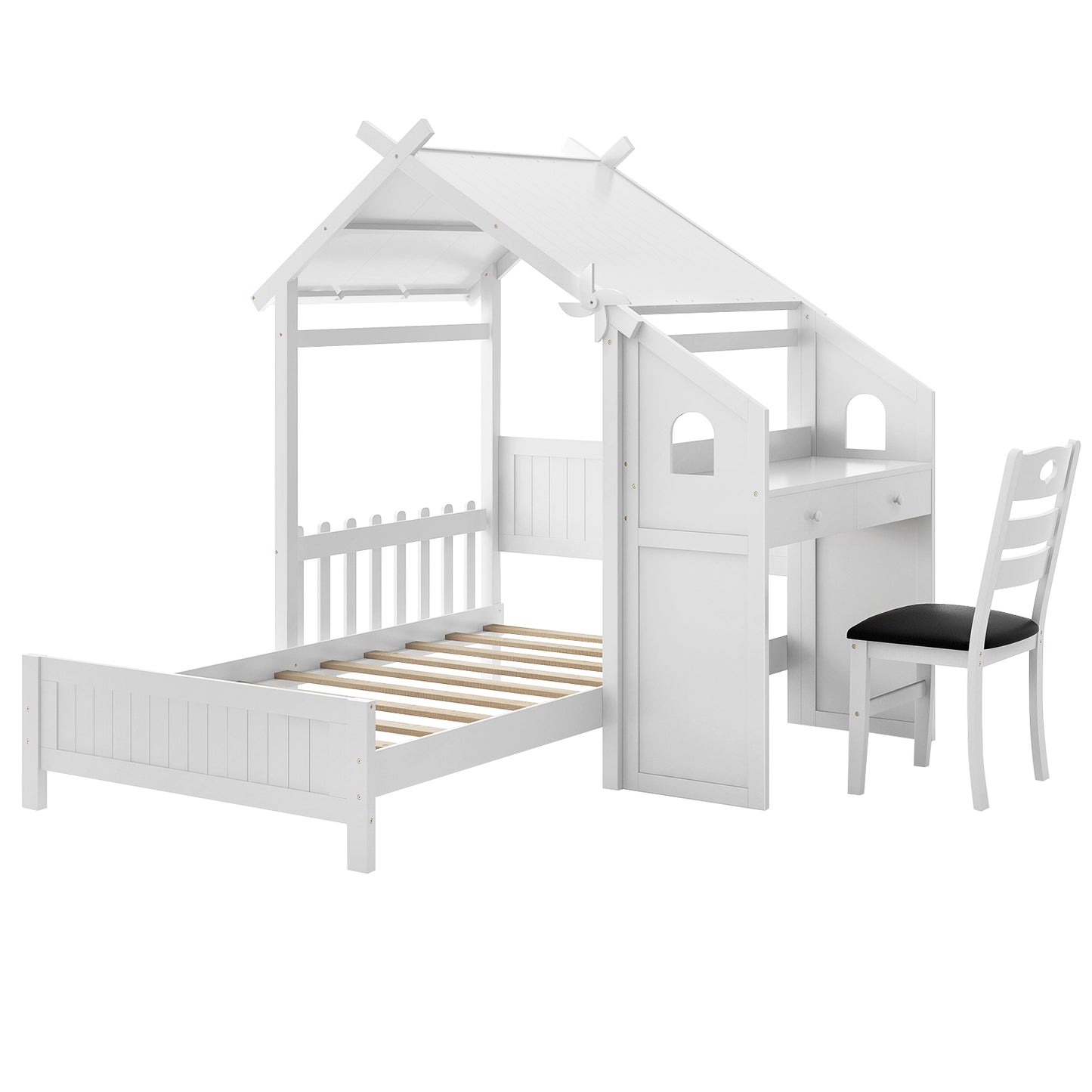 Twin House Bed With 2 Drawers, Windmill, White Simple Bed Frame at Gallery Canada