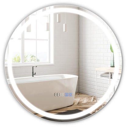 24 Inch Anti-Fog Bathroom Mirror, LED Lights, Temperature Display Wall Mirrors Options at Gallery Canada