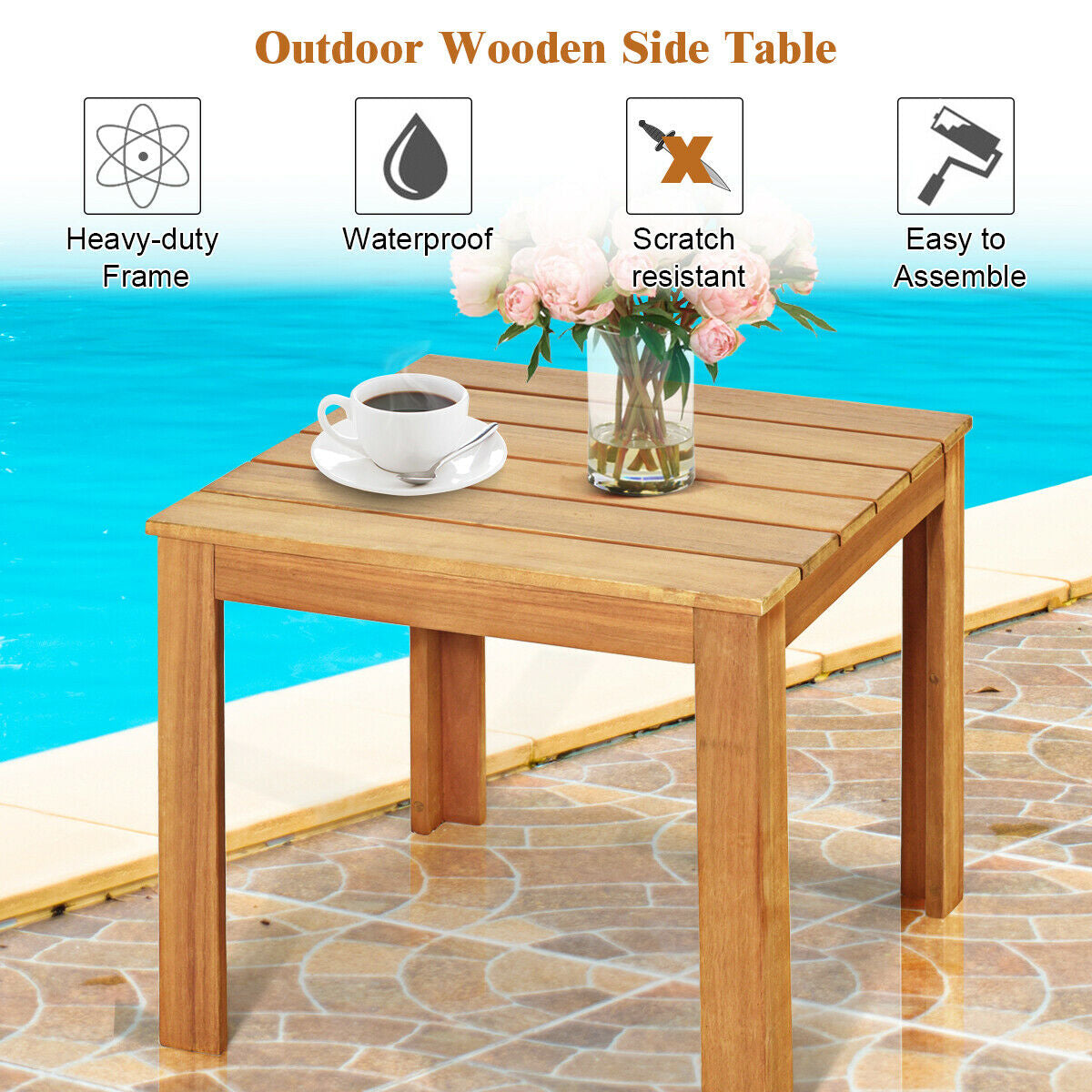 Wooden Square Patio Coffee Table, Natural Patio Coffee Tables at Gallery Canada