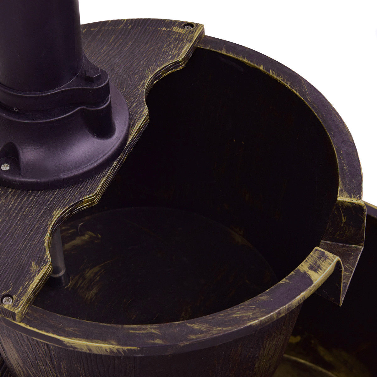 2 Tier Outdoor Barrel Waterfall Fountain With Pump, Bronze Outdoor Decor at Gallery Canada