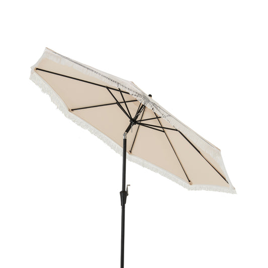 9 FT Patio Umbrella, Sun-Protective Canopy, Beige Outdoor Umbrellas Beige at Gallery Canada
