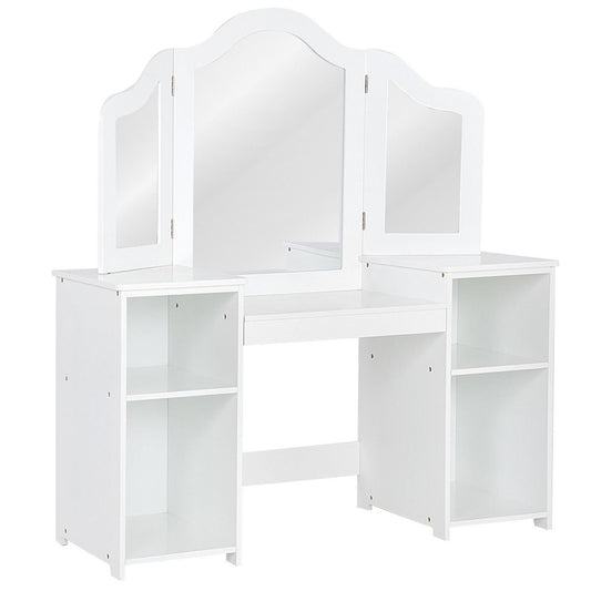 Kids Tri Folding Mirror Makeup Dressing Vanity Table Set, White Kids Vanities White at Gallery Canada