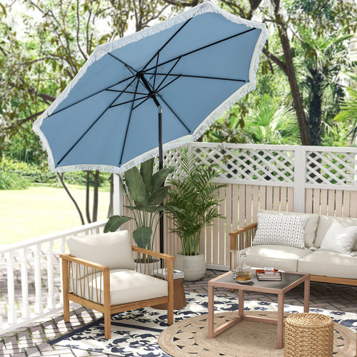 9 FT Patio Umbrella with Sun-Protective Canopy for Patio Garden Pool, Navy