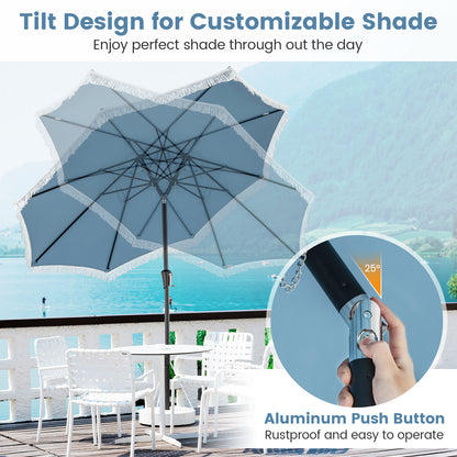 9 FT Patio Umbrella with Sun-Protective Canopy for Patio Garden Pool, Navy Outdoor Umbrellas at Gallery Canada