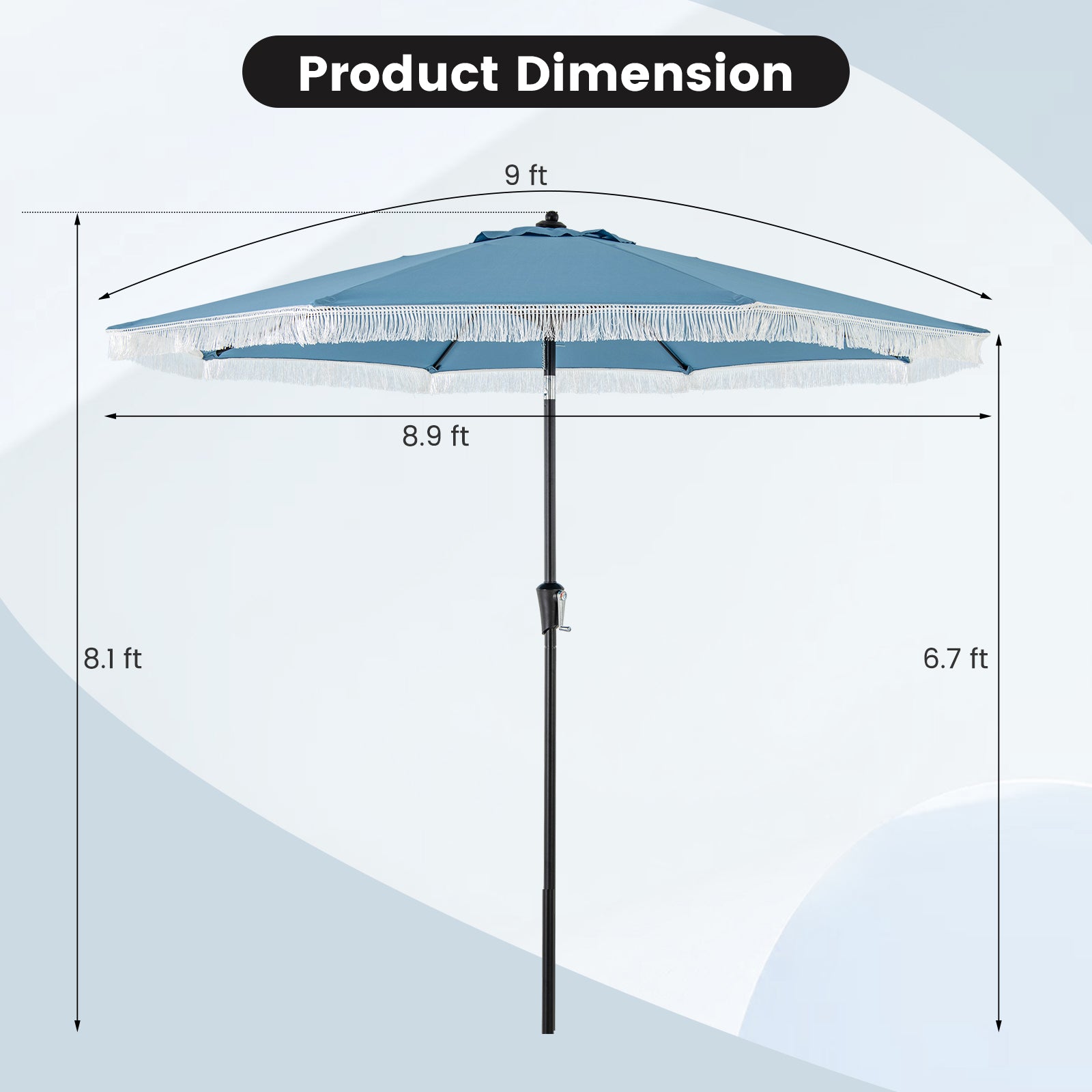 9 FT Patio Umbrella with Sun-Protective Canopy for Patio Garden Pool, Navy Outdoor Umbrellas at Gallery Canada