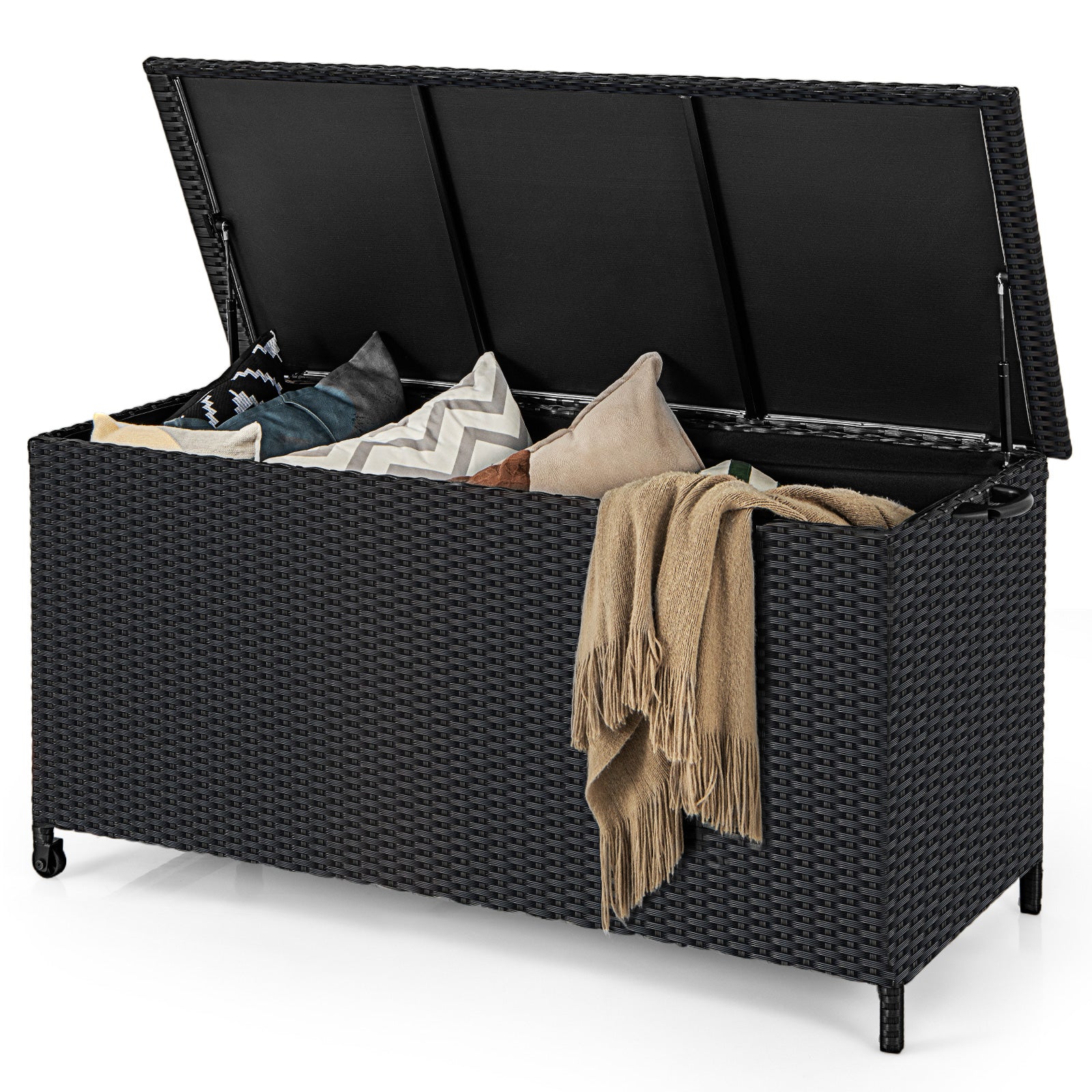 Indoor Outdoor 85 Gallon Storage Container with Waterproof Liner and Universal Wheels, Black Sheds & Outdoor Storage at Gallery Canada