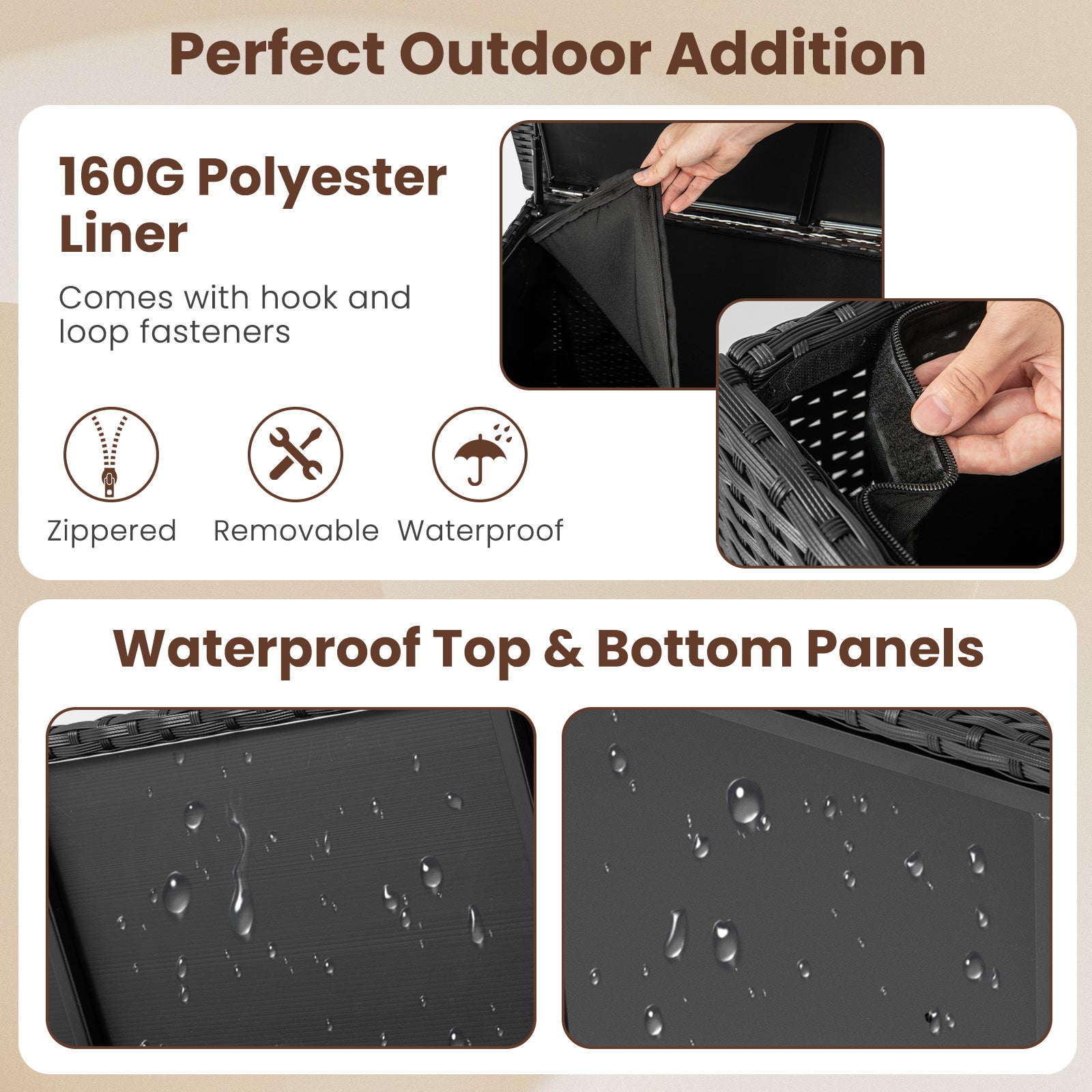 Indoor Outdoor 85 Gallon Storage Container with Waterproof Liner and Universal Wheels, Black Sheds & Outdoor Storage at Gallery Canada