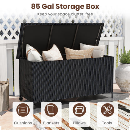 Indoor Outdoor 85 Gallon Storage Container with Waterproof Liner and Universal Wheels, Black Sheds & Outdoor Storage at Gallery Canada