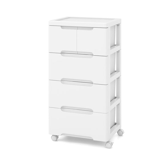 Rolling Storage Cabinet with Universal Wheels and 5/6/7 Drawers-5 Drawers, White Dressers & Chests White at Gallery Canada