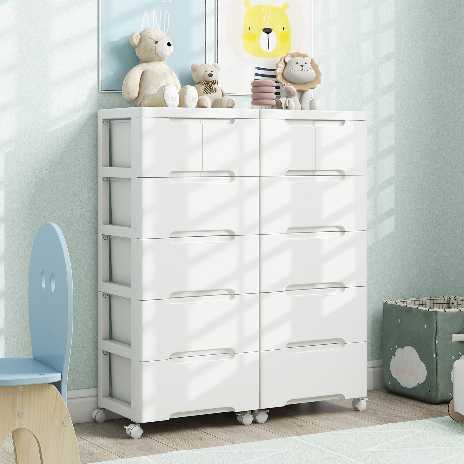 Rolling Storage Cabinet with Universal Wheels and 5/6/7 Drawers-6-Drawer, White Dressers & Chests at Gallery Canada