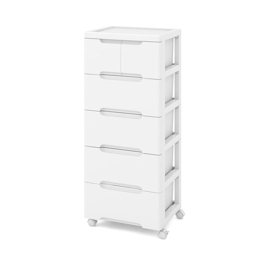 6-Drawer Rolling Storage Cabinet With Universal Wheels, White