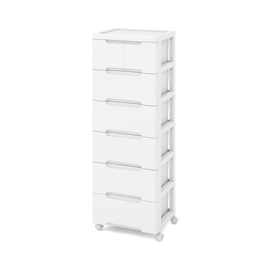 Rolling Storage Cabinet with Universal Wheels and 5/6/7 Drawers-7-Drawer, White Dressers & Chests White at Gallery Canada