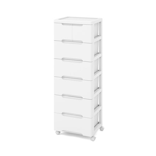Rolling Storage Cabinet with Universal Wheels and 5/6/7 Drawers-7-Drawer, White