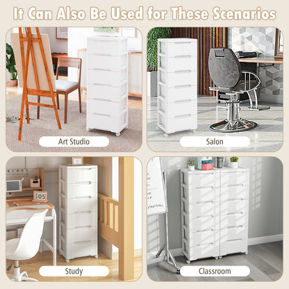 Rolling Storage Cabinet with Universal Wheels and 5/6/7 Drawers-7-Drawer, White Dressers & Chests at Gallery Canada