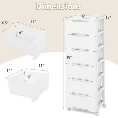 Rolling Storage Cabinet with Universal Wheels and 5/6/7 Drawers-7-Drawer, White Dressers & Chests at Gallery Canada