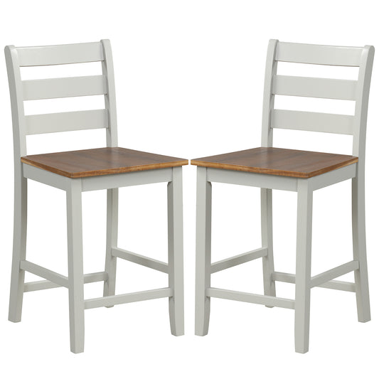 Counter Bar Stool Set, 2, Inclined Backrest, Footrest, Gray Bar Stools Gray at Gallery Canada
