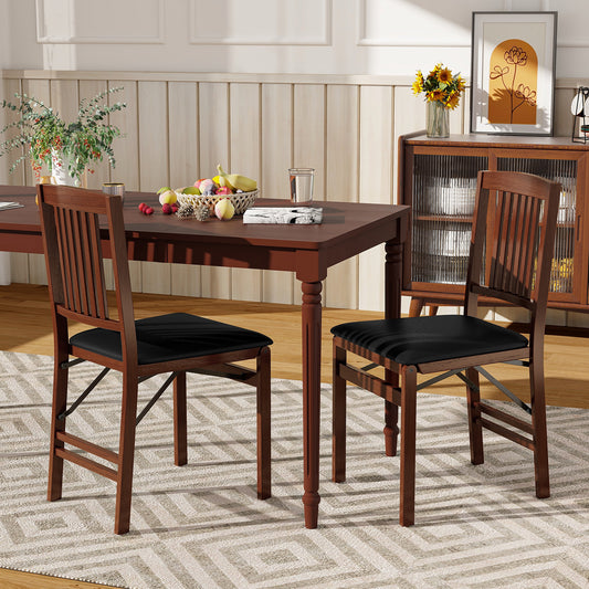 Foldable Upholstered Kitchen Chairs, Set of 2, Brown Dining Chairs Brown at Gallery Canada