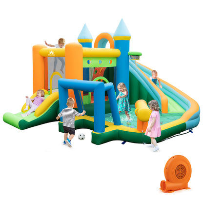 Inflatable Water Slide with Dual Slides and Splash Pool Bounce House with 680W Blower, Green Bounce House at Gallery Canada