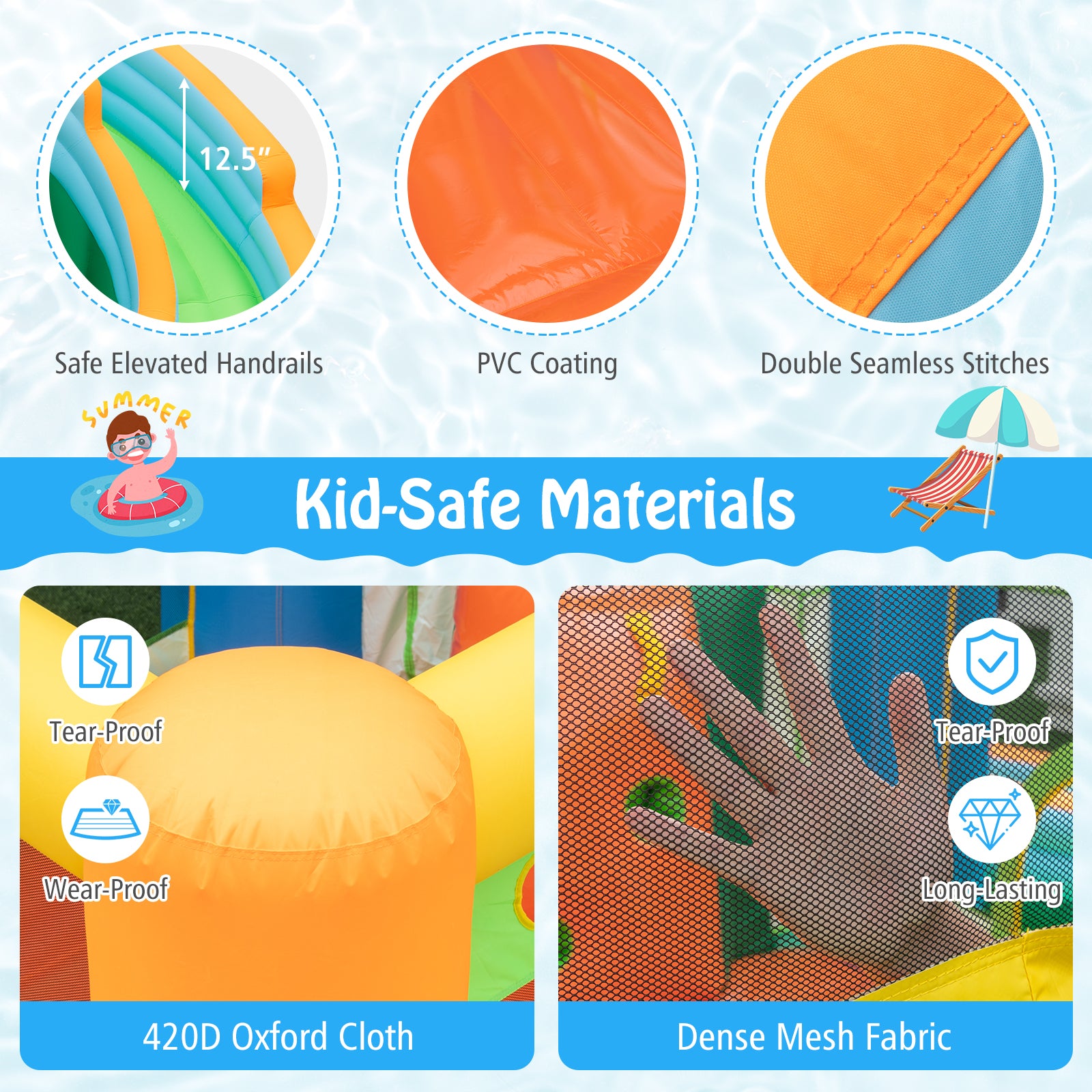 Inflatable Water Slide with Dual Slides and Splash Pool Bounce House with 680W Blower, Green Bounce House at Gallery Canada