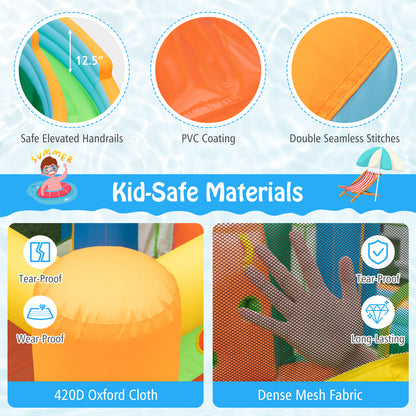 Inflatable Water Slide with Dual Slides and Splash Pool Bounce House with 735W Blower, Green Bounce House at Gallery Canada