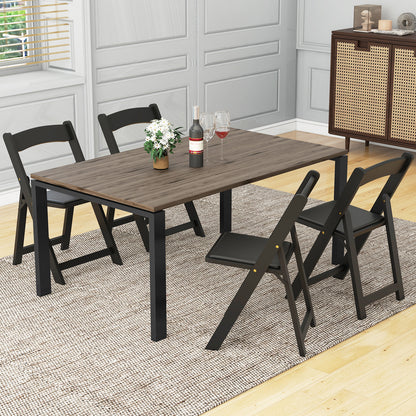 Set of 4 Dining Chairs Foldable Kitchen Chair with Rubber Wood Legs and Padded Seat, Black Dining Chairs at Gallery Canada