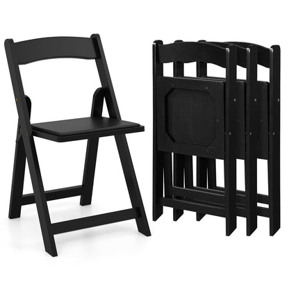 Set of 4 Dining Chairs Foldable Kitchen Chair with Rubber Wood Legs and Padded Seat, Black Dining Chairs Black at Gallery Canada