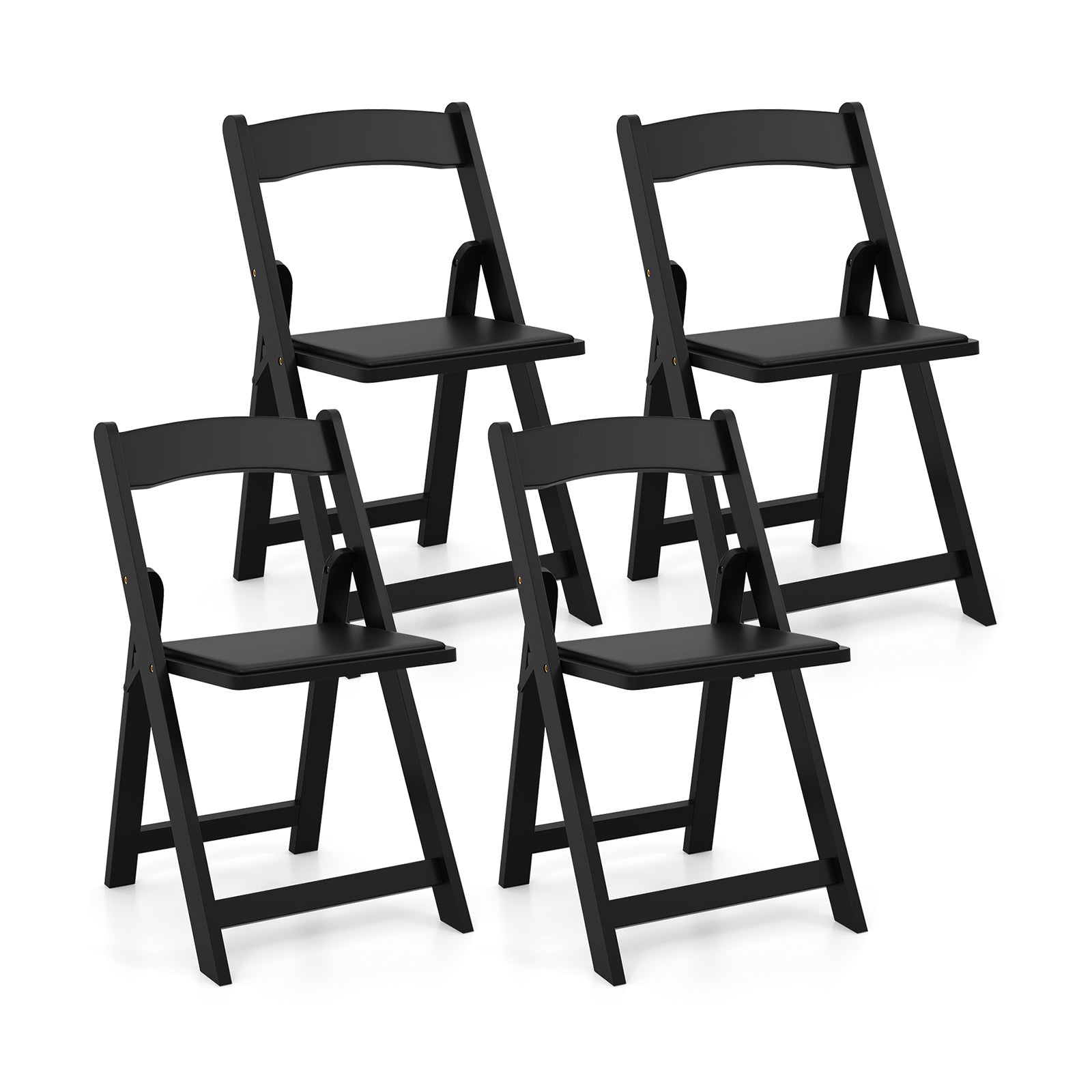Set of 4 Dining Chairs Foldable Kitchen Chair with Rubber Wood Legs and Padded Seat, Black Dining Chairs at Gallery Canada