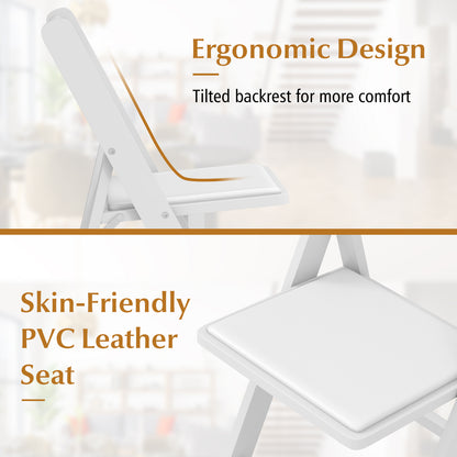 Set of 4 Dining Chairs Foldable Kitchen Chair with Rubber Wood Legs and Padded Seat, White Dining Chairs at Gallery Canada